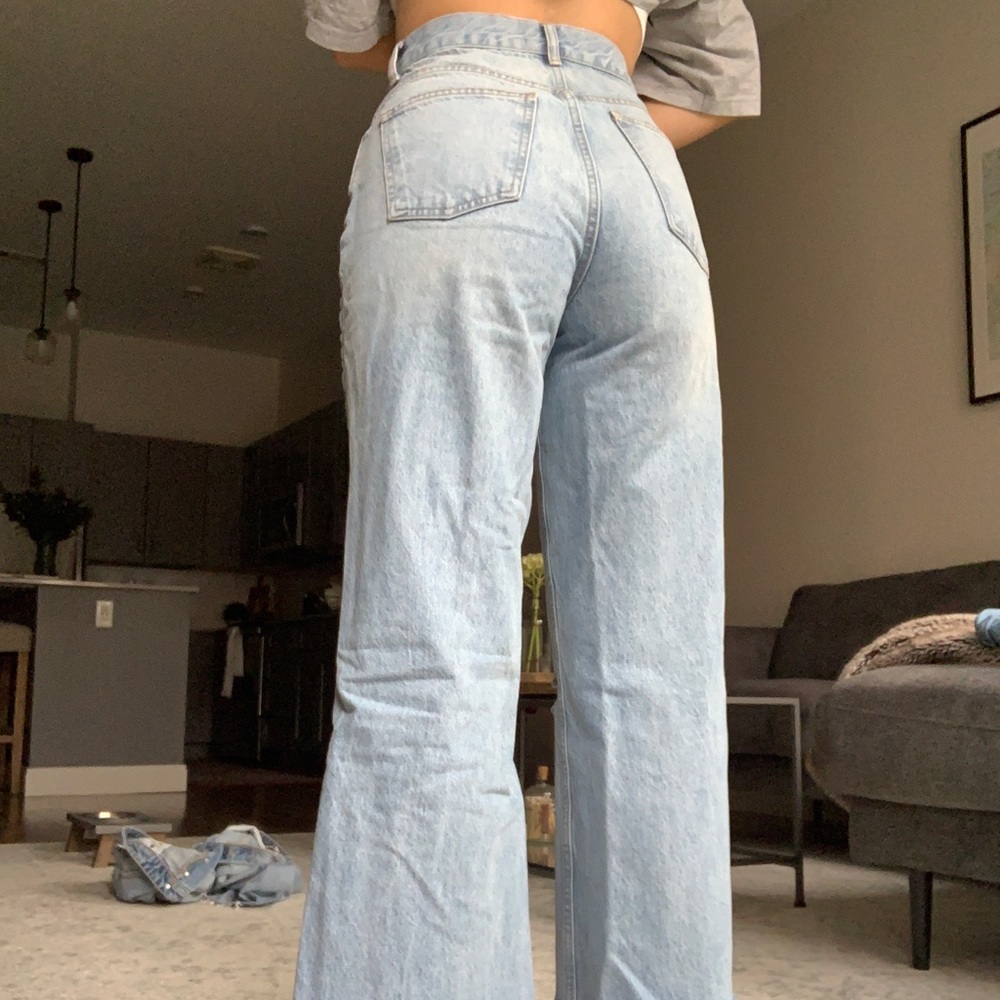 ZARA Hi-Rise Wide Leg Jean Raw Edge - Picture 4 of 5